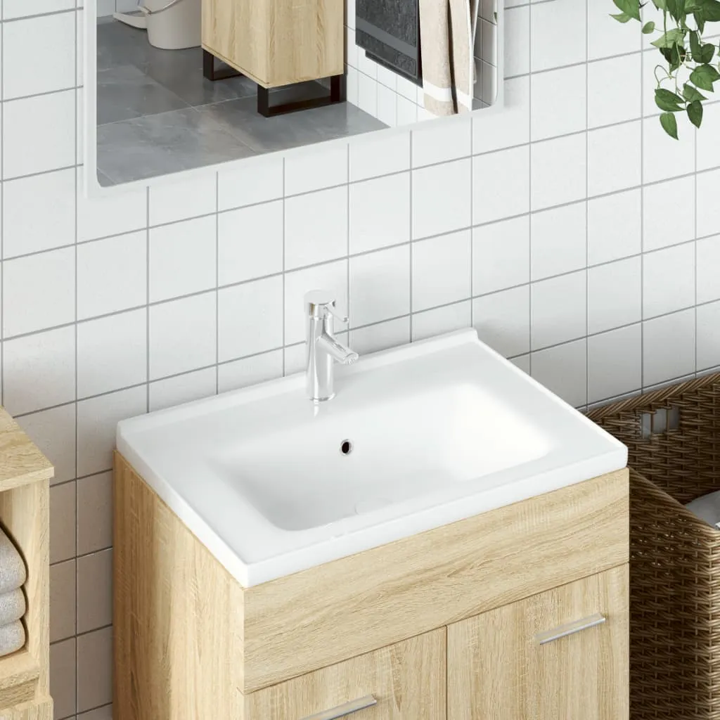 vidaXL Lavandino da Bagno Bianco 71x48x19,5cm Rettangolare in Ceramica