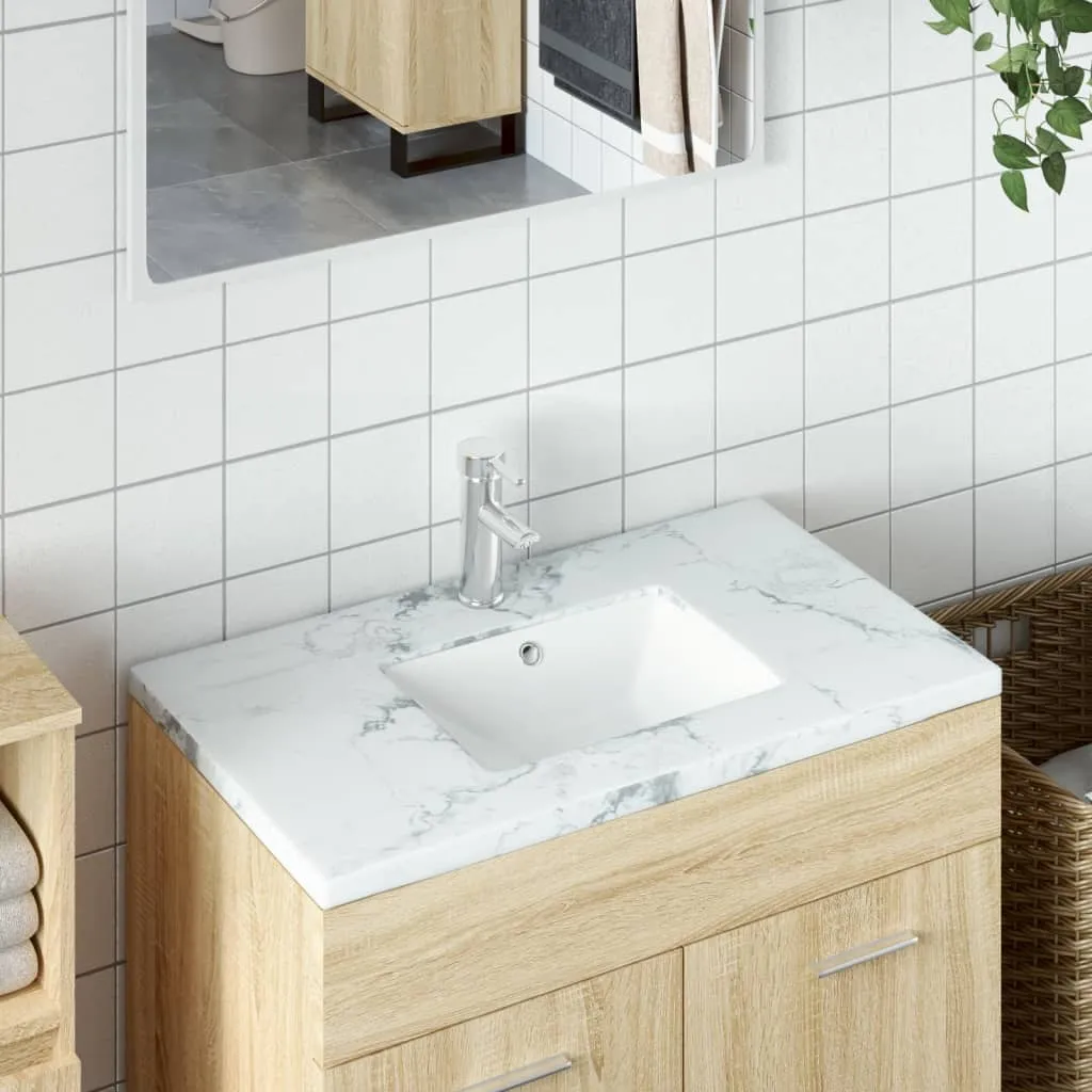 vidaXL Lavandino da Bagno Bianco 30,5x27x14 cm Rettangolare Ceramica