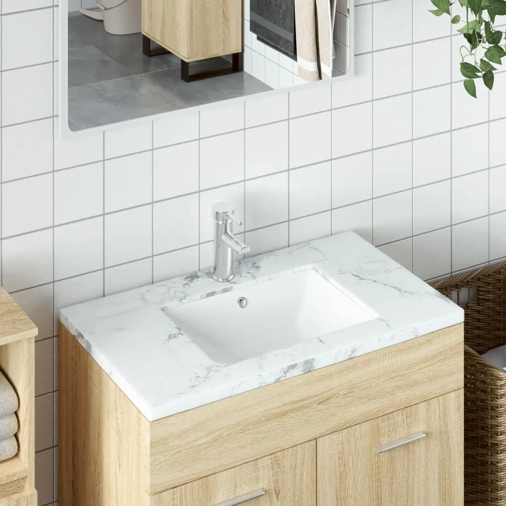 vidaXL Lavandino da Bagno Bianco 47,5x35x19,5 cm Rettangolare Ceramica