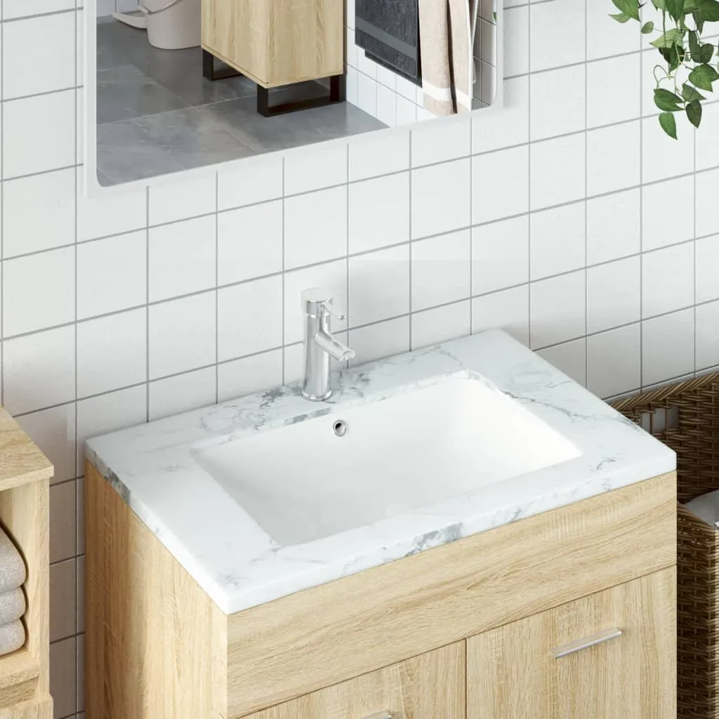 vidaXL Lavandino da Bagno Bianco 55,5x37,5x19 cm Rettangolare Ceramica