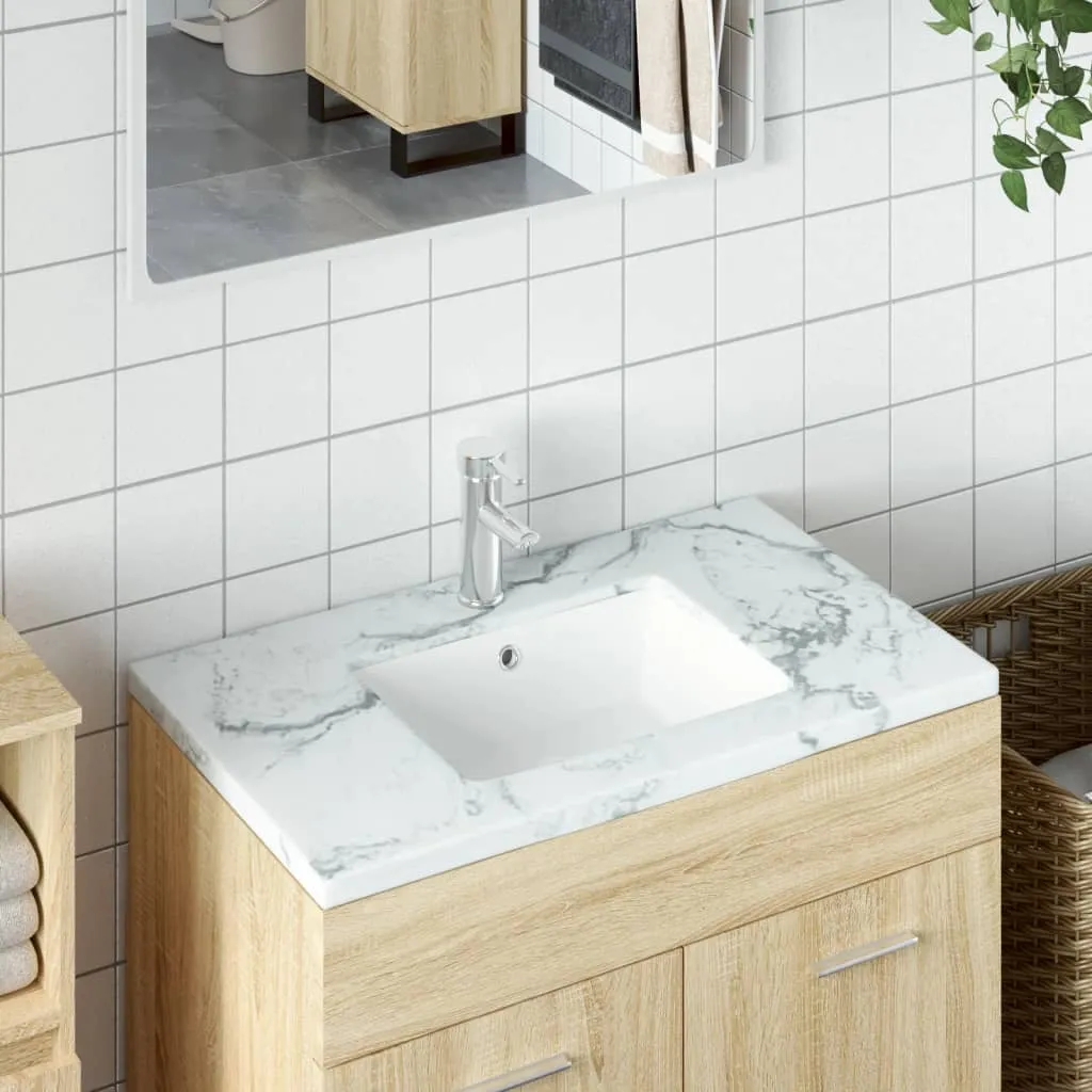 vidaXL Lavandino da Bagno Bianco 46,5x35x18 cm Rettangolare Ceramica