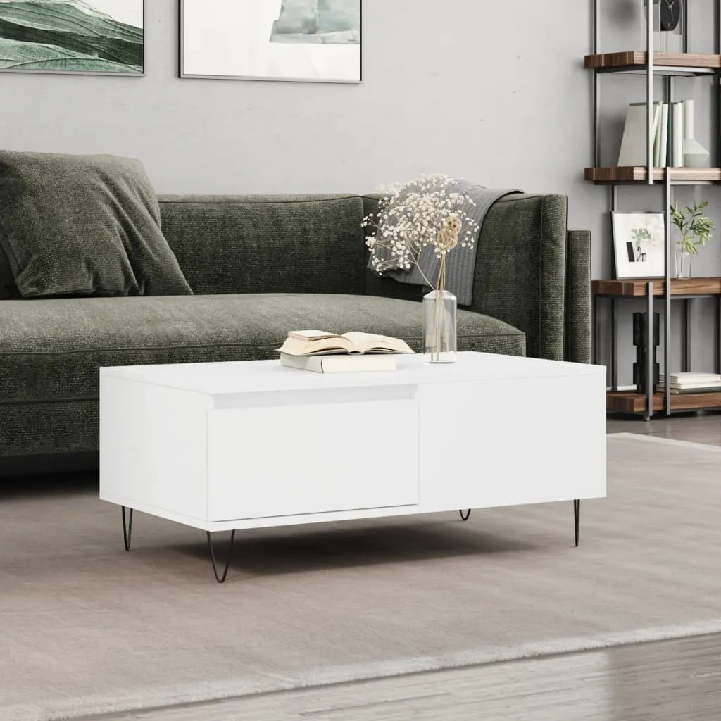 vidaXL Tavolino da Salotto Bianco 90x50x36,5 cm in Legno Multistrato