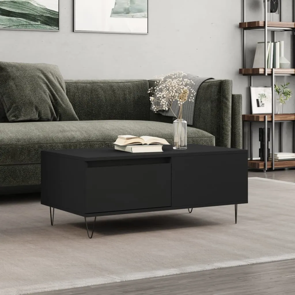 vidaXL Tavolino da Salotto Nero 90x50x36,5 cm in Legno Multistrato