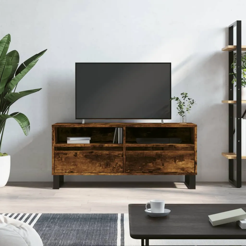 vidaXL Mobile TV Rovere Fumo 100x34,5x44,5 cm in Legno Multistrato