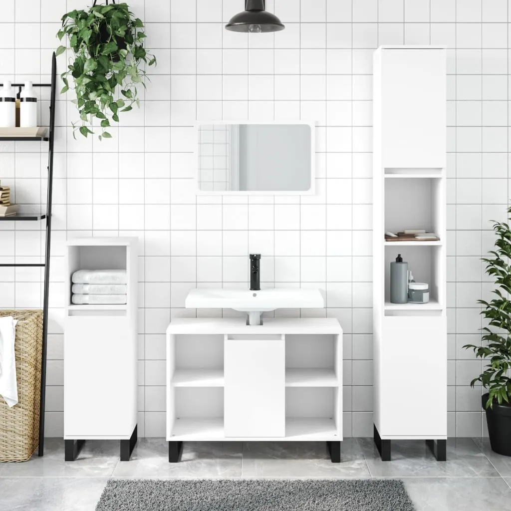 vidaXL Mobile da Bagno Bianco 80x33x60 cm in Legno Multistrato