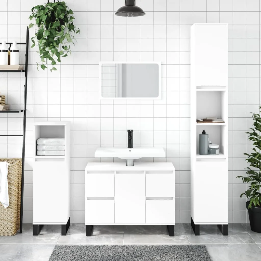 vidaXL Mobile da Bagno Bianco 80x33x60 cm in Legno Multistrato