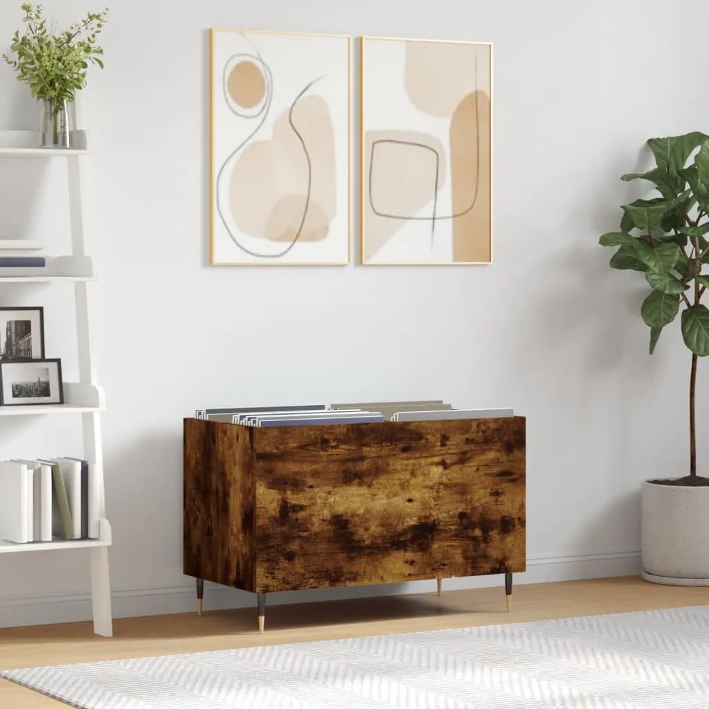 vidaXL Mobile Porta Dischi Rovere Fumo 74,5x38x48 cm Legno Multistrato