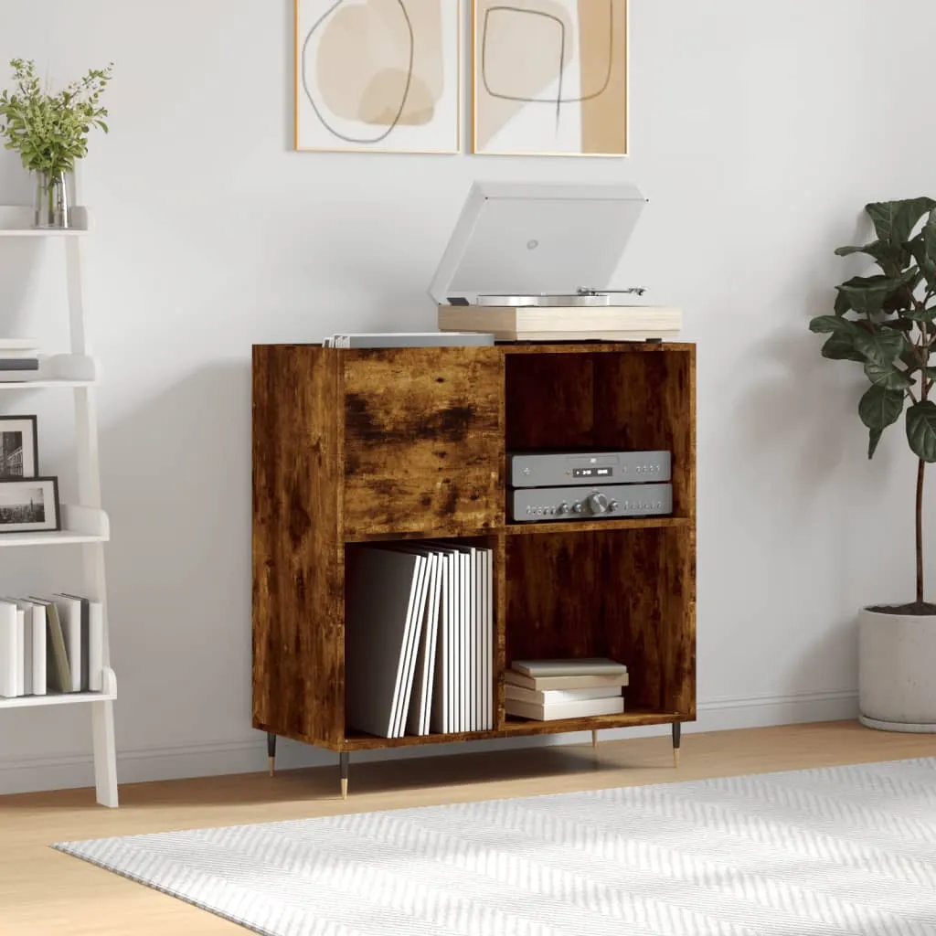 vidaXL Mobile Porta Dischi Rovere Fumo 84,5x38x89 cm Legno Multistrato