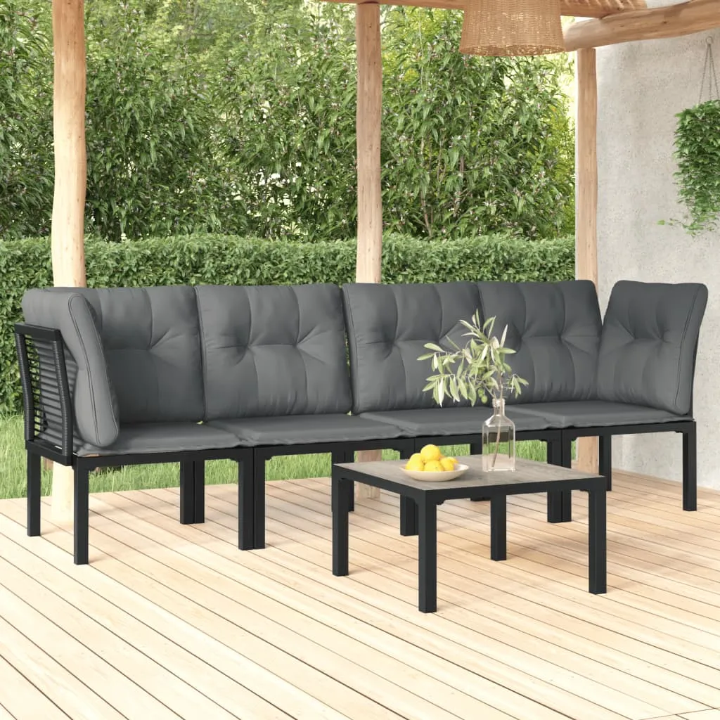 vidaXL Set Salotto da Giardino 5 pz Nero e Grigio in Polyrattan