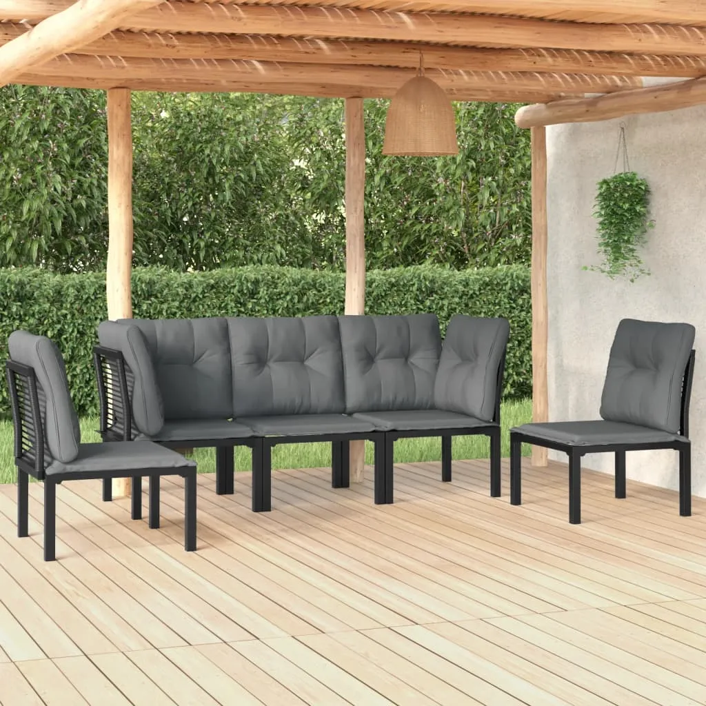 vidaXL Set Salotto da Giardino 5 pz Nero e Grigio in Polyrattan