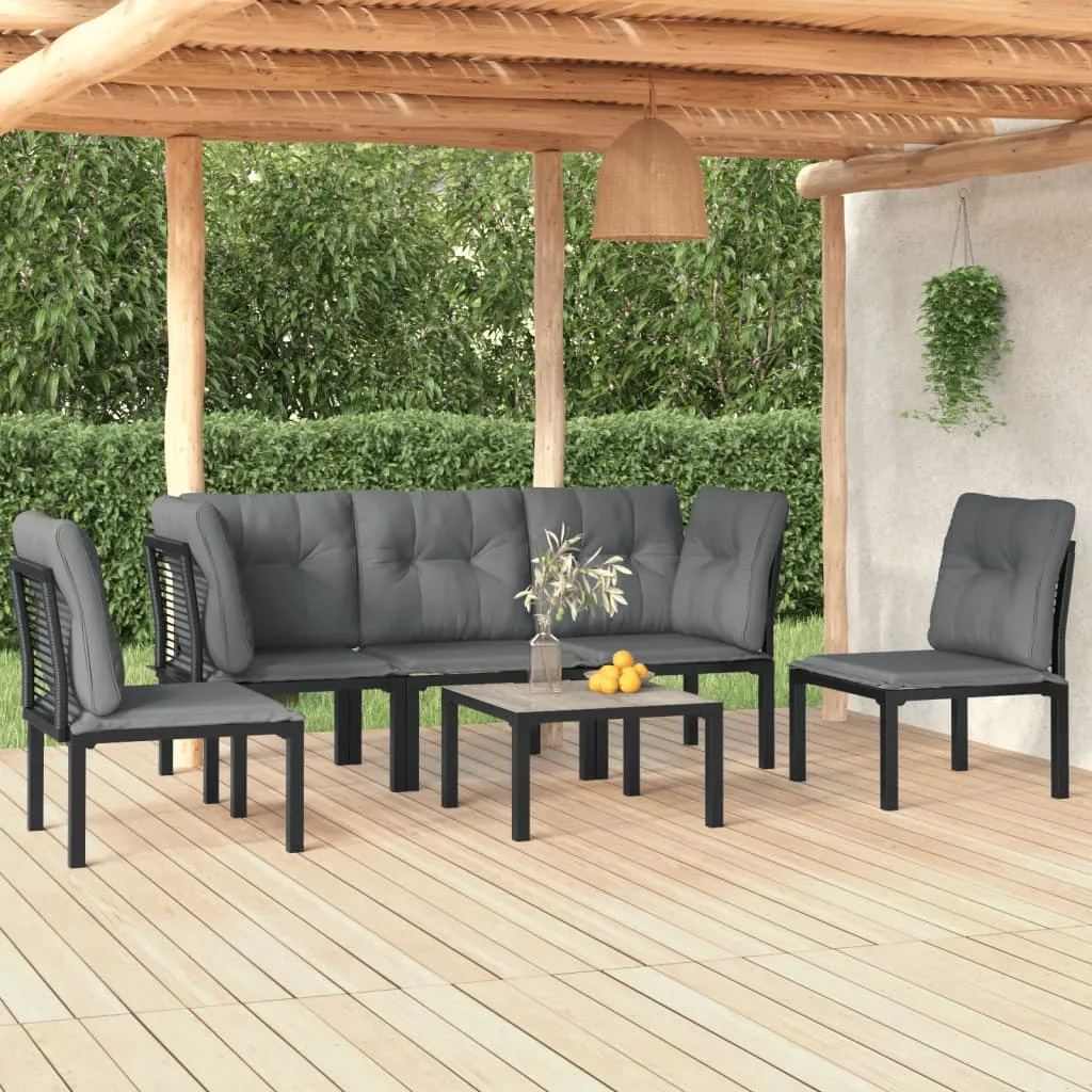 vidaXL Set Salotto da Giardino 6 pz in Polyrattan Nero e Grigio