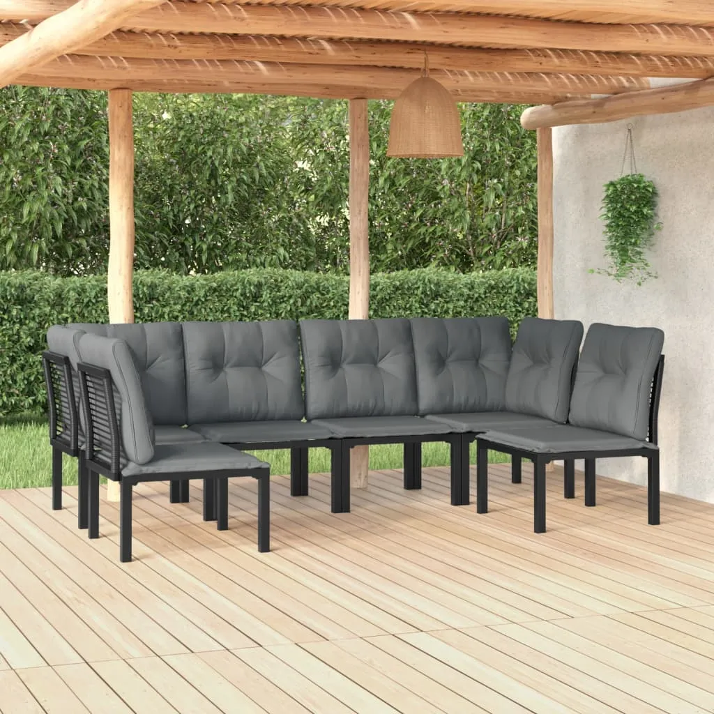 vidaXL Set Salotto da Giardino 6 pz in Polyrattan Nero e Grigio