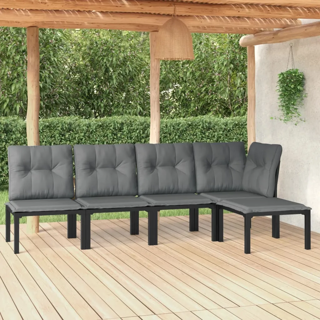 vidaXL Set Salotto da Giardino 5 pz Nero e Grigio in Polyrattan