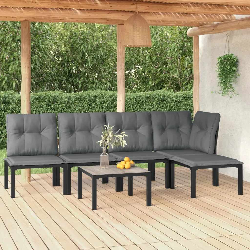 vidaXL Set Salotto da Giardino 6 pz in Polyrattan Nero e Grigio