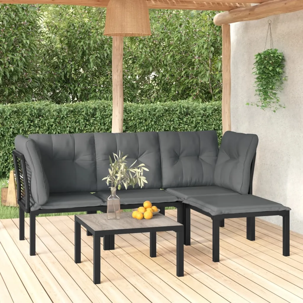 vidaXL Set Salotto da Giardino 5 pz Nero e Grigio in Polyrattan