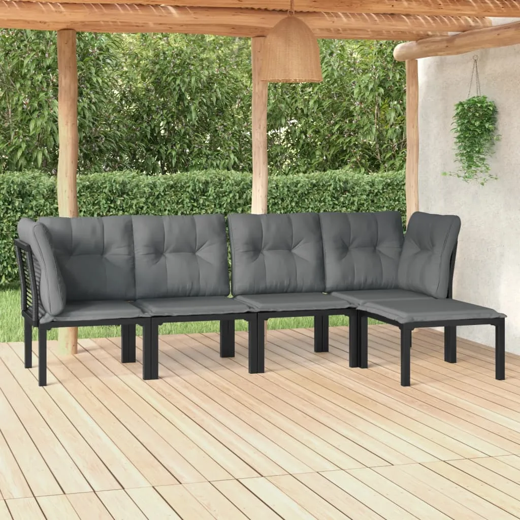 vidaXL Set Salotto da Giardino 5 pz Nero e Grigio in Polyrattan