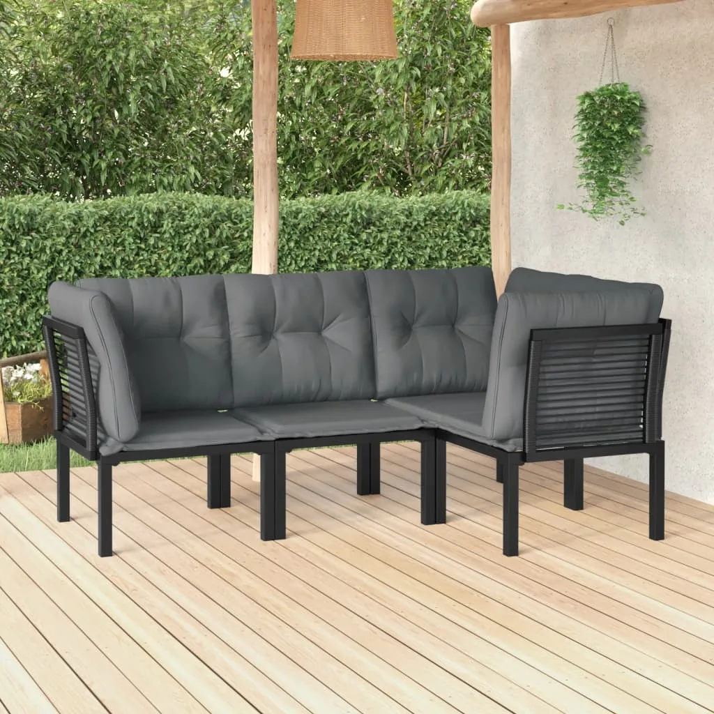 vidaXL Set Salotto da Giardino 4 pz Nero e Grigio in Polyrattan