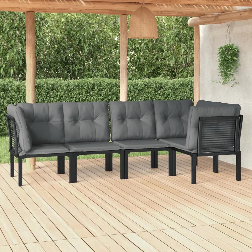 vidaXL Set Salotto da Giardino 5 pz Nero e Grigio in Polyrattan