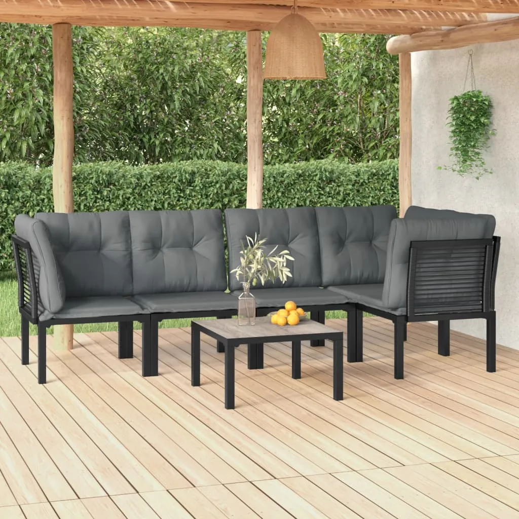 vidaXL Set Salotto da Giardino 6 pz in Polyrattan Nero e Grigio