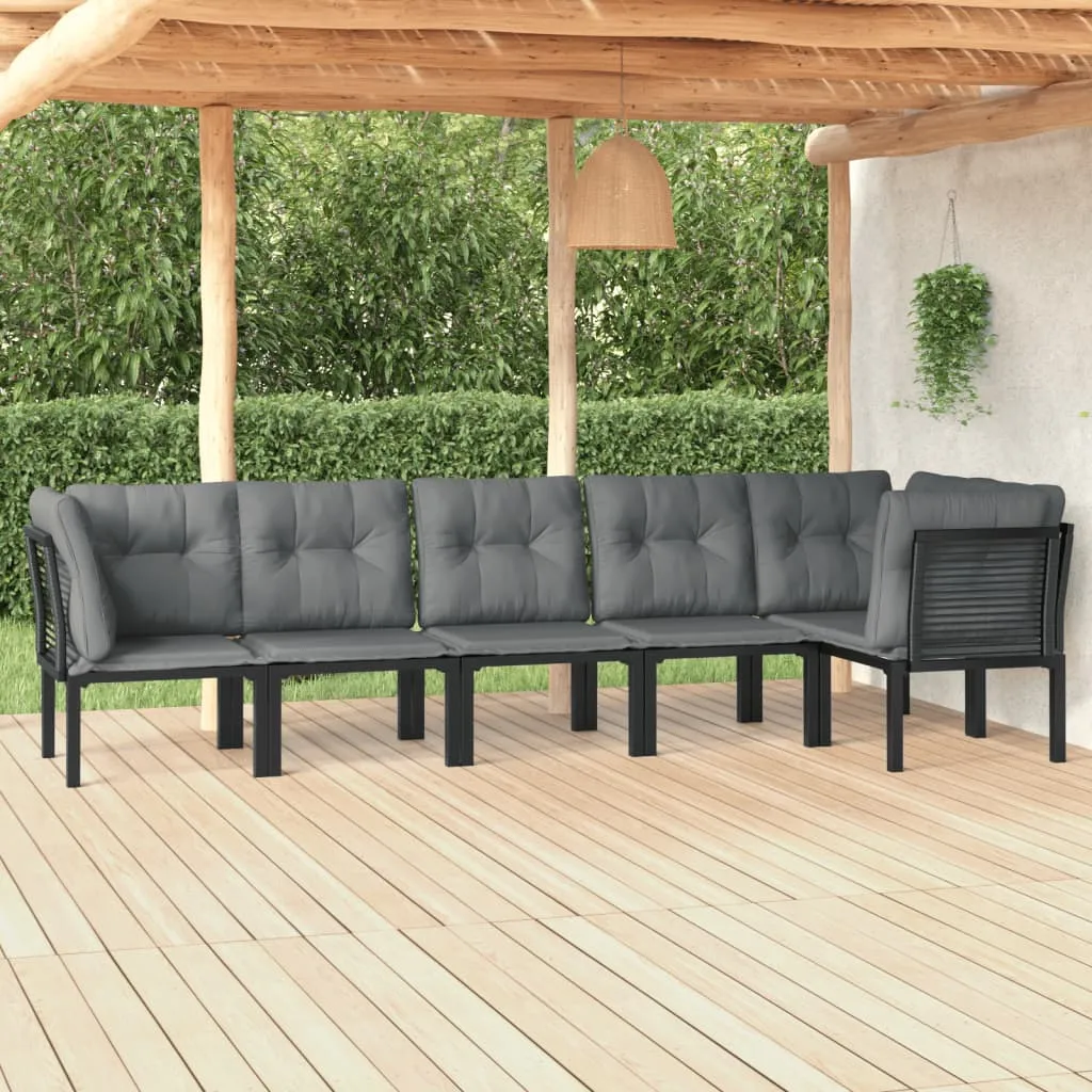 vidaXL Set Salotto da Giardino 6 pz in Polyrattan Nero e Grigio