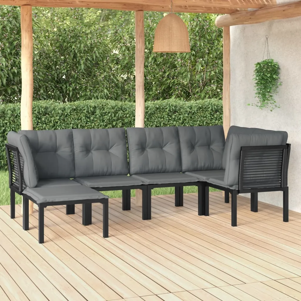 vidaXL Set Salotto da Giardino 6 pz in Polyrattan Nero e Grigio