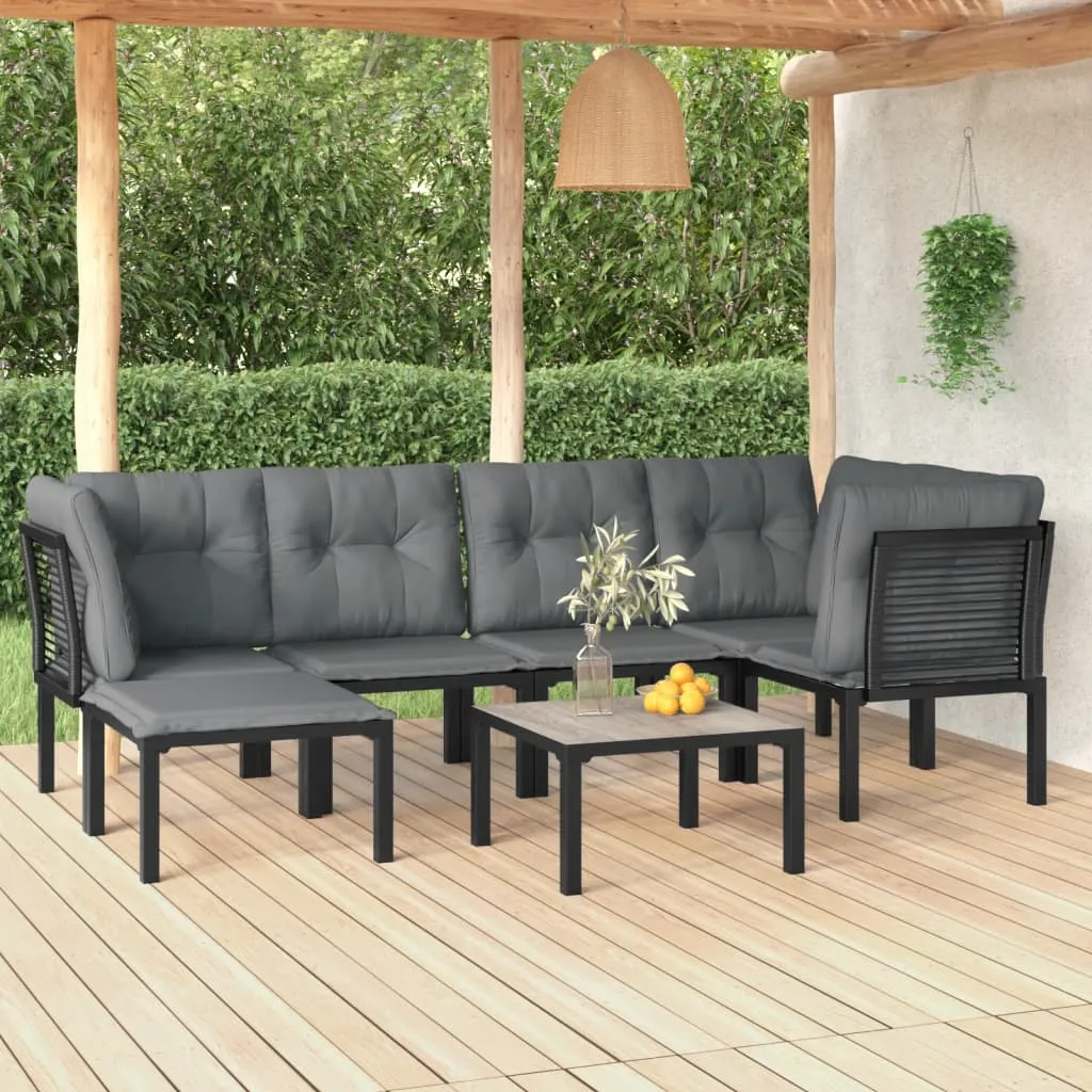 vidaXL Set Salotto da Giardino 7 pz Nero e Grigio in Polyrattan