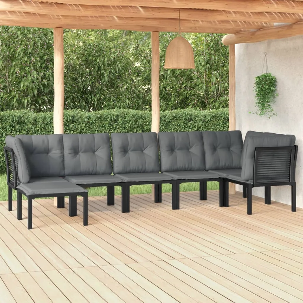 vidaXL Set Salotto da Giardino 7 pz Nero e Grigio in Polyrattan