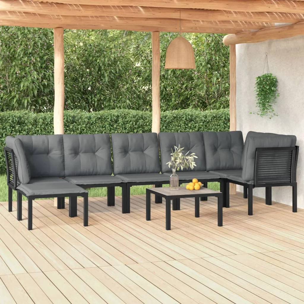 vidaXL Set Salotto da Giardino 8 pz Nero e Grigio in Polyrattan