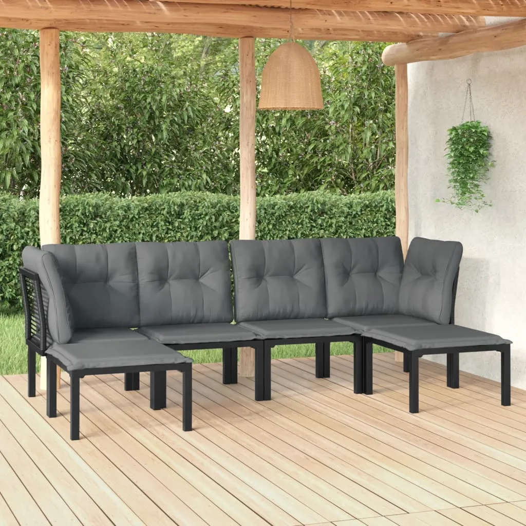 vidaXL Set Salotto da Giardino 6 pz in Polyrattan Nero e Grigio