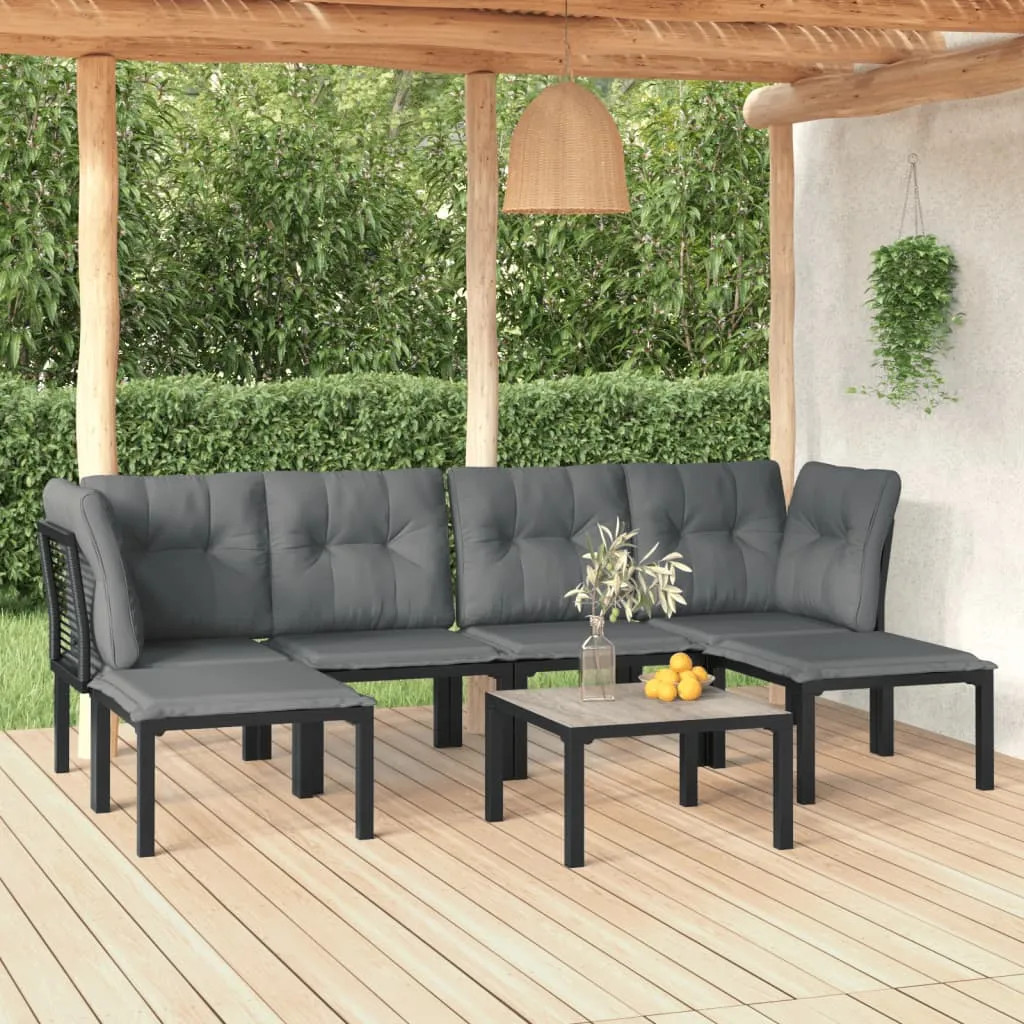 vidaXL Set Salotto da Giardino 7 pz Nero e Grigio in Polyrattan