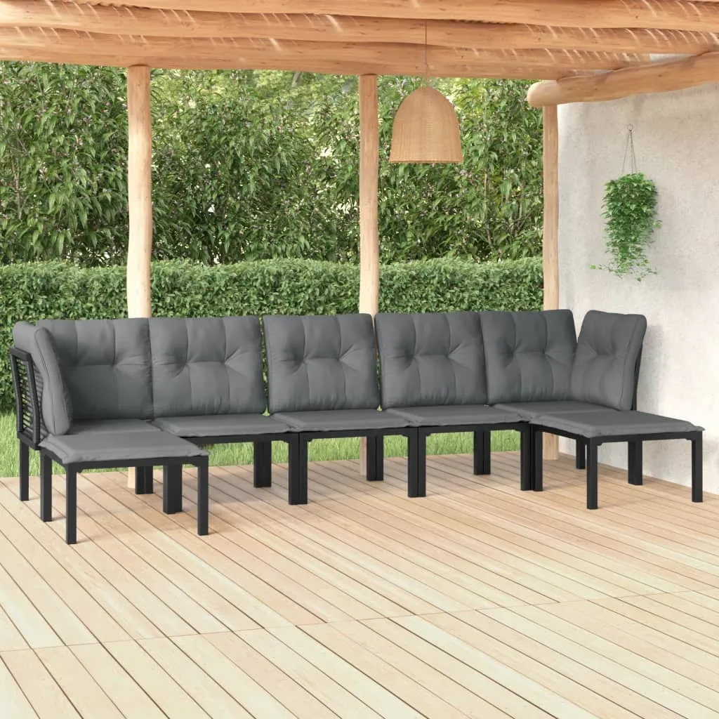 vidaXL Set Salotto da Giardino 7 pz Nero e Grigio in Polyrattan