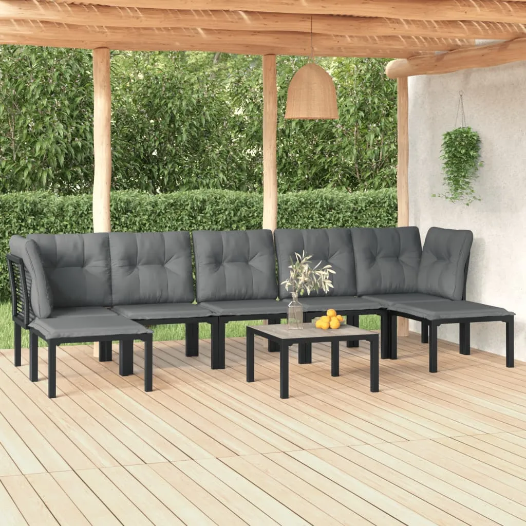 vidaXL Set Salotto da Giardino 8 pz Nero e Grigio in Polyrattan