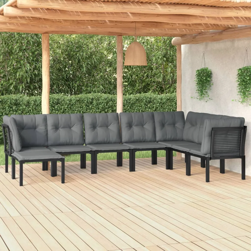 vidaXL Set Salotto da Giardino 8 pz Nero e Grigio in Polyrattan