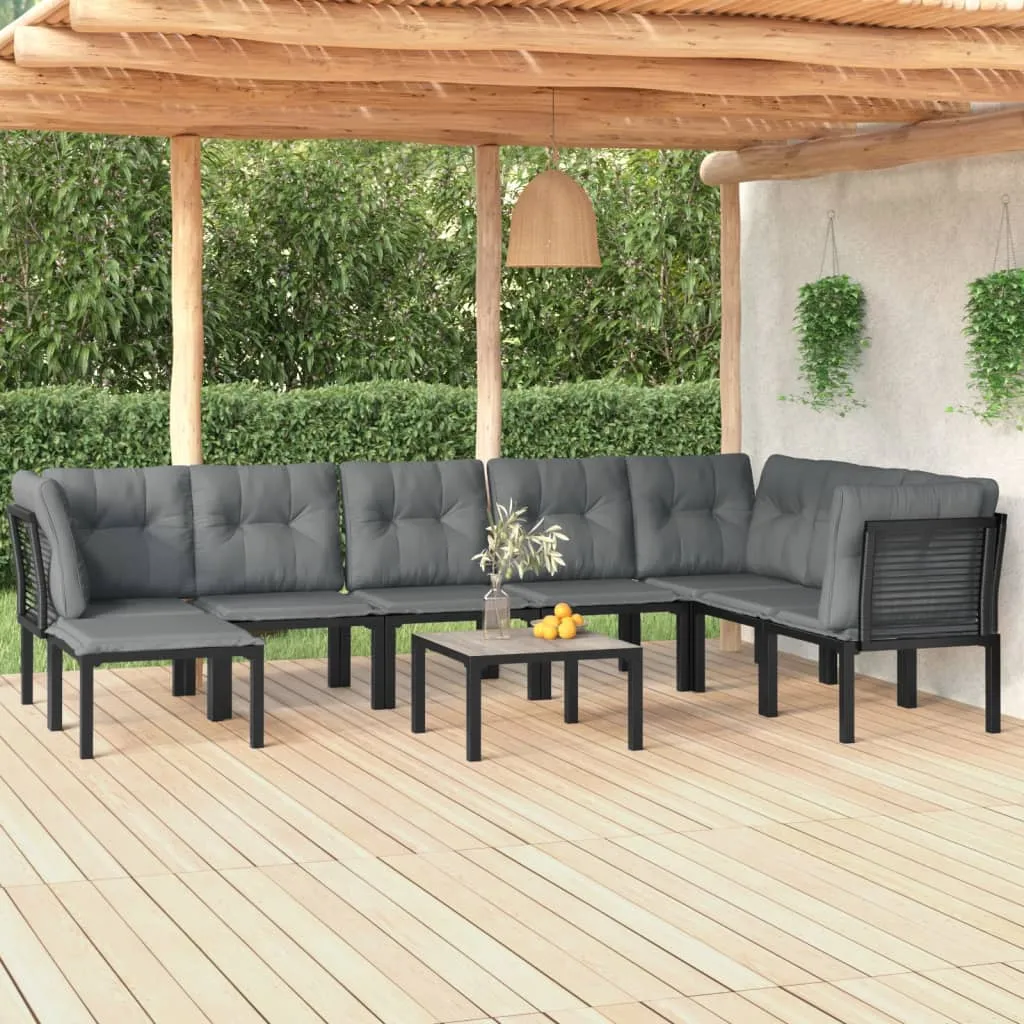 vidaXL Set Salotto da Giardino 9 pz Nero e Grigio in Polyrattan