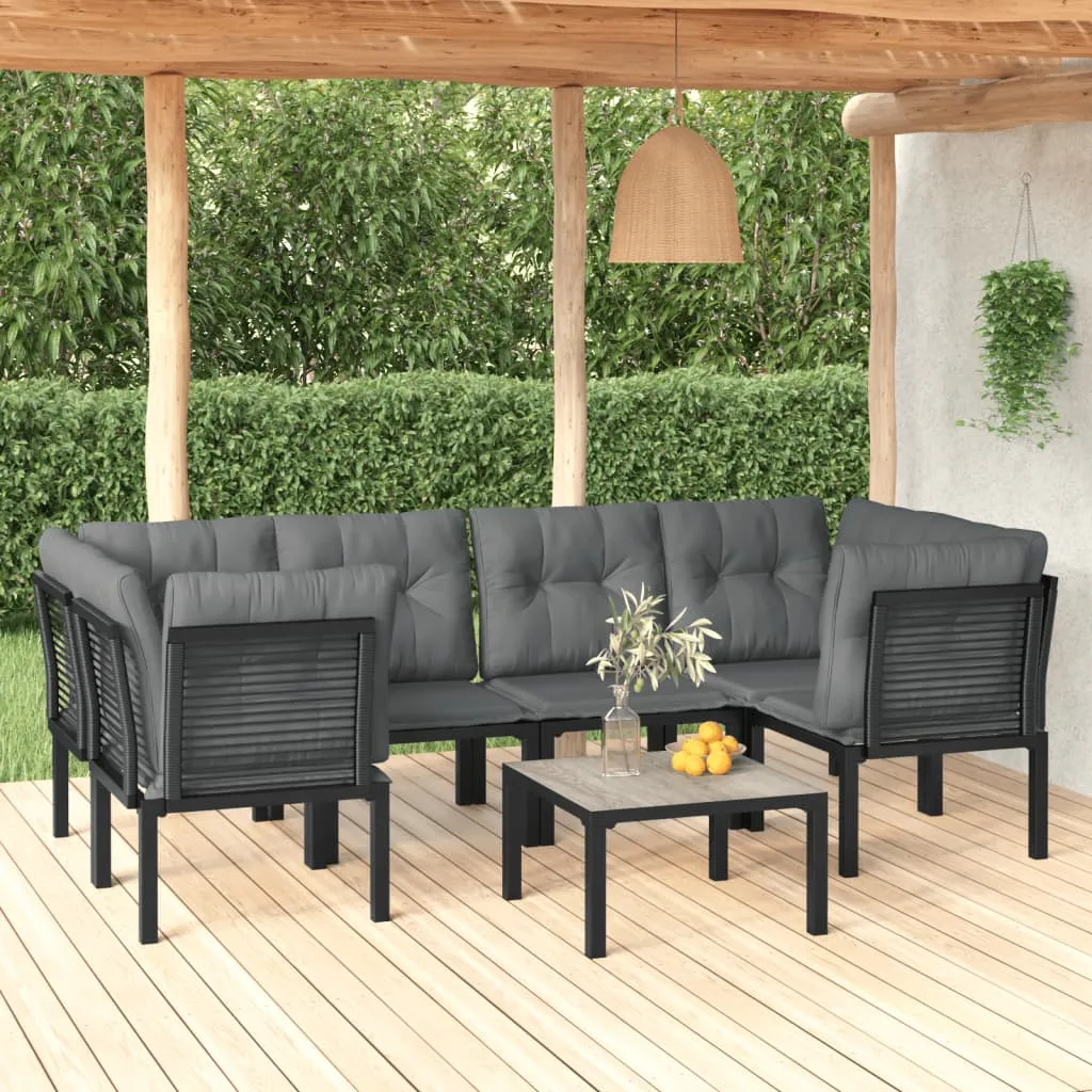 vidaXL Set Salotto da Giardino 7 pz Nero e Grigio in Polyrattan