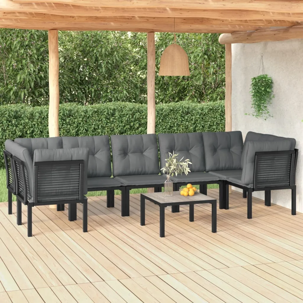 vidaXL Set Salotto da Giardino 8 pz Nero e Grigio in Polyrattan