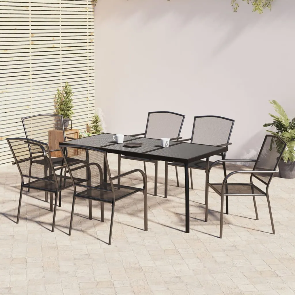 vidaXL Set da Pranzo da Giardino 7 pz in Acciaio Antracite