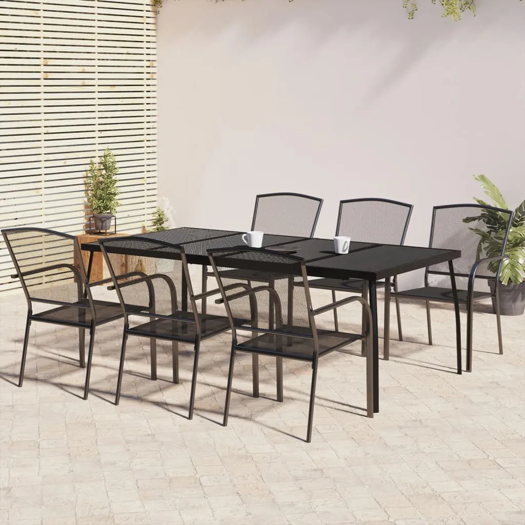 vidaXL Set da Pranzo da Giardino 7 pz in Acciaio Antracite