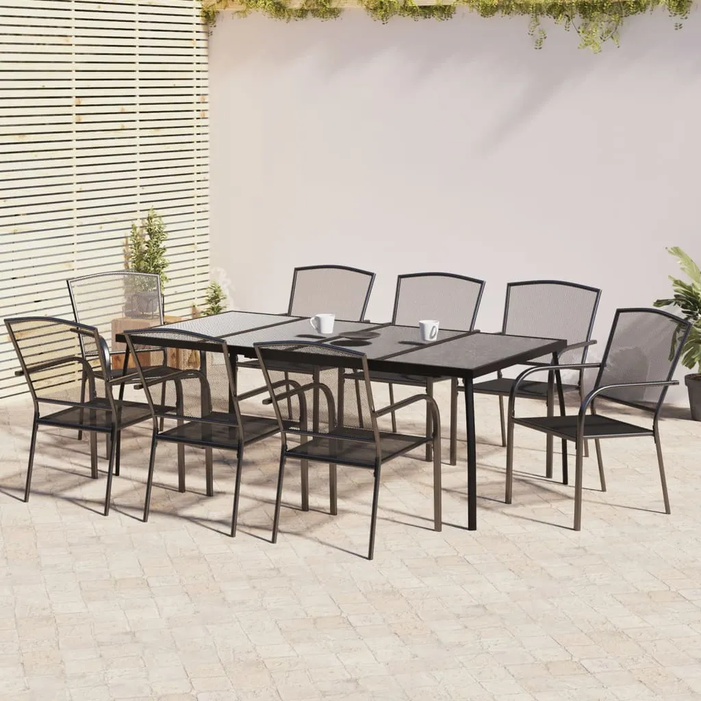 vidaXL Set da Pranzo da Giardino 9 pz in Acciaio Antracite