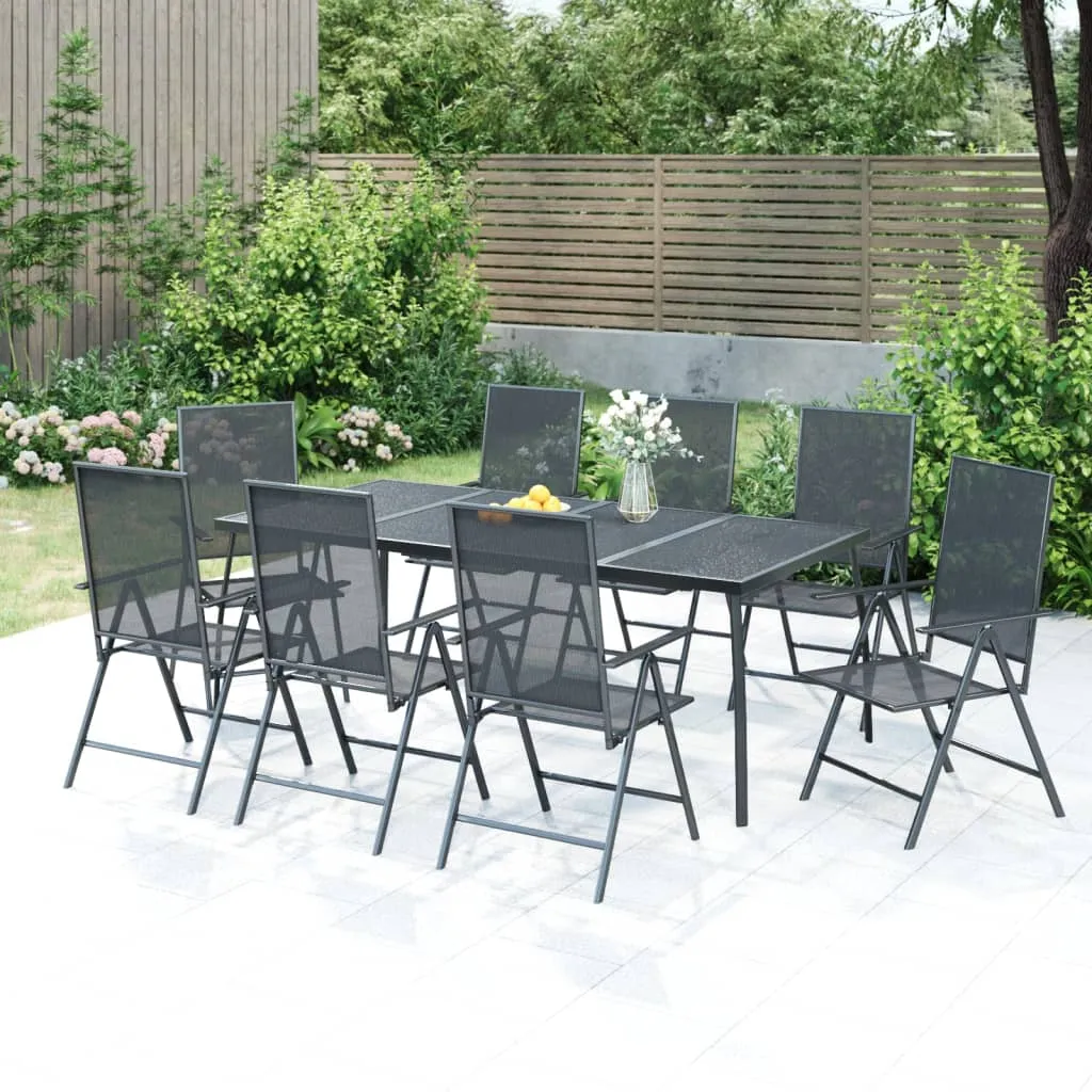 vidaXL Set da Pranzo da Giardino 9 pz in Acciaio Antracite