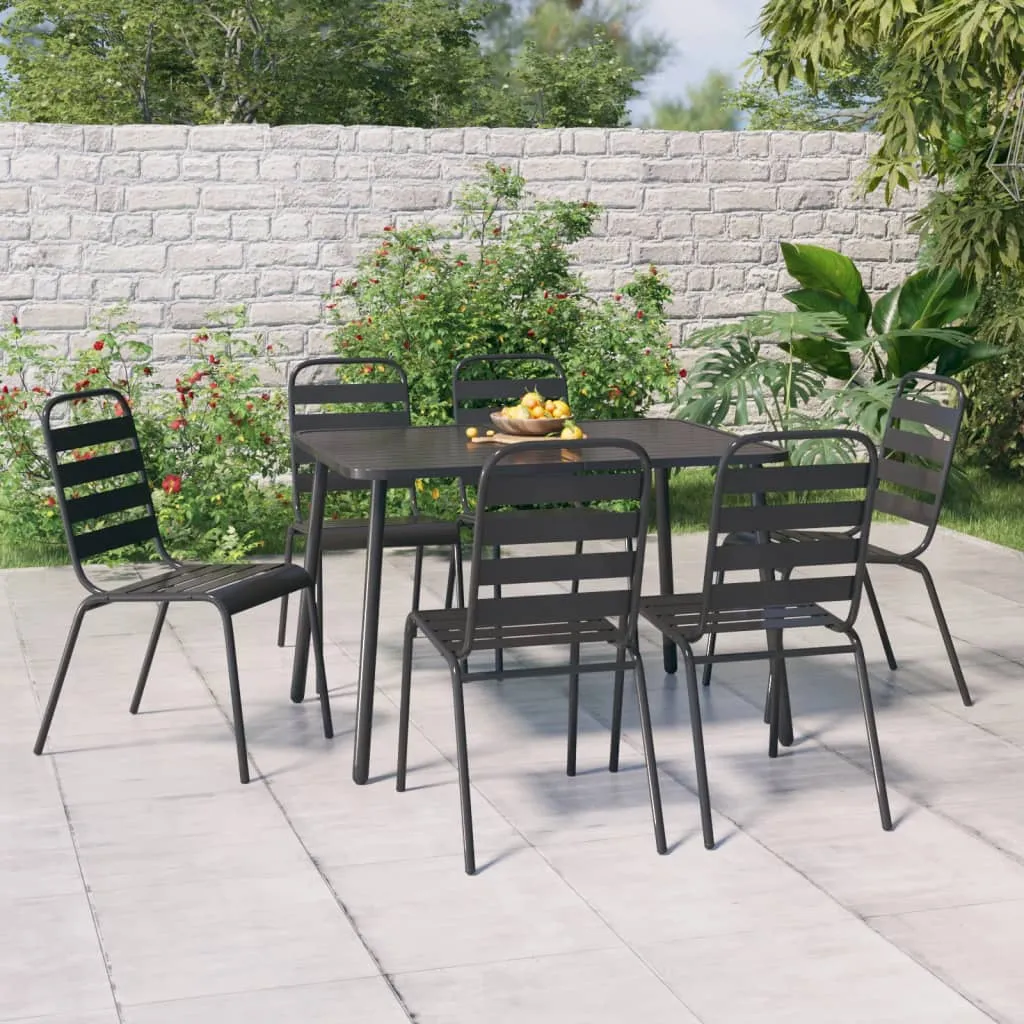 vidaXL Set da Pranzo da Giardino 7 pz in Acciaio Antracite