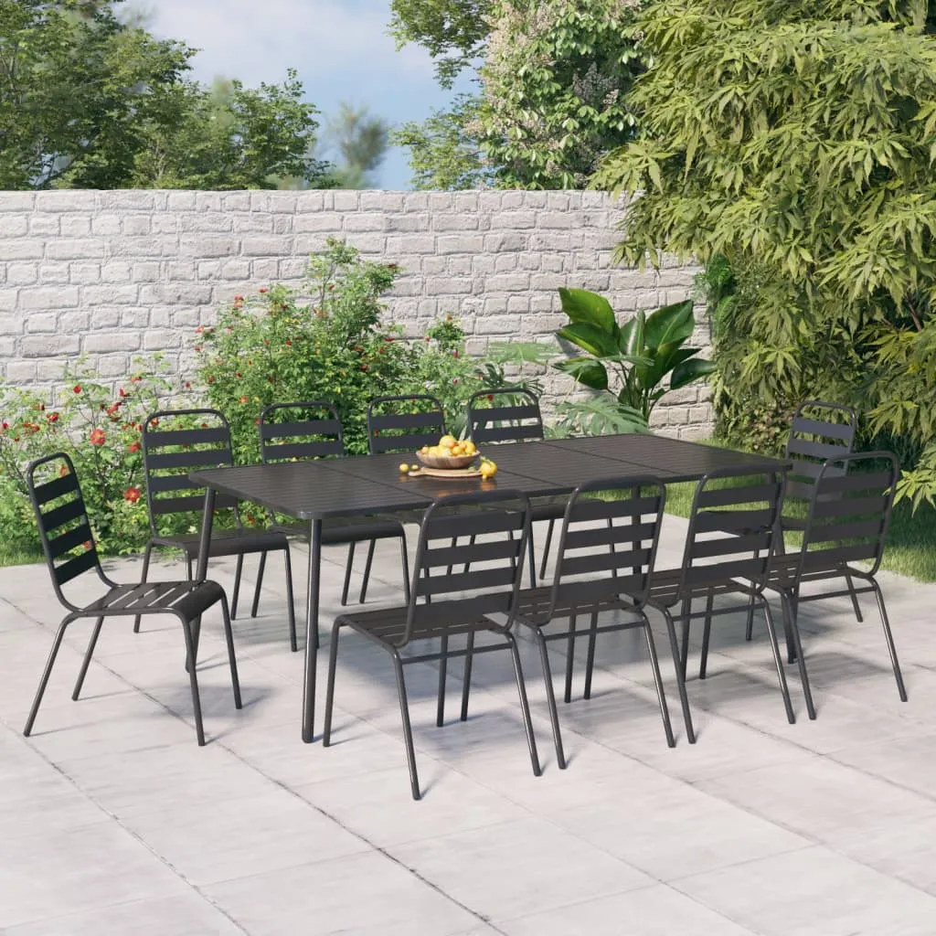 vidaXL Set da Pranzo da Giardino 11 pz in Acciaio Antracite