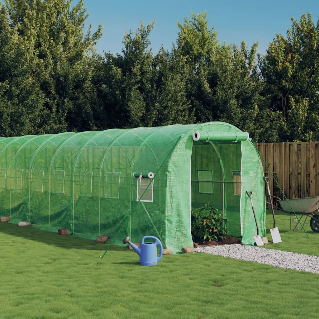 vidaXL Serra con Telaio in Acciaio Verde 28 m² 14x2x2 m