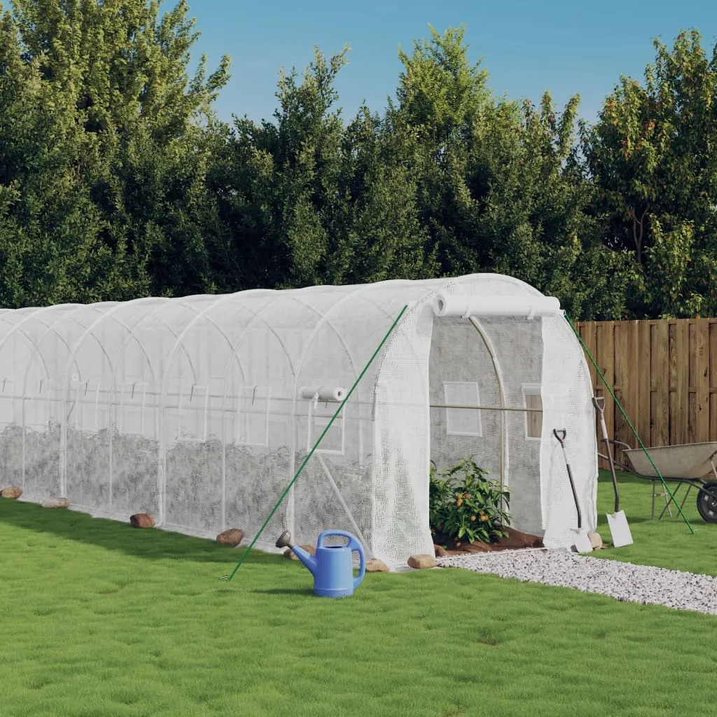 vidaXL Serra con Telaio in Acciaio Bianco 36 m² 18x2x2 m