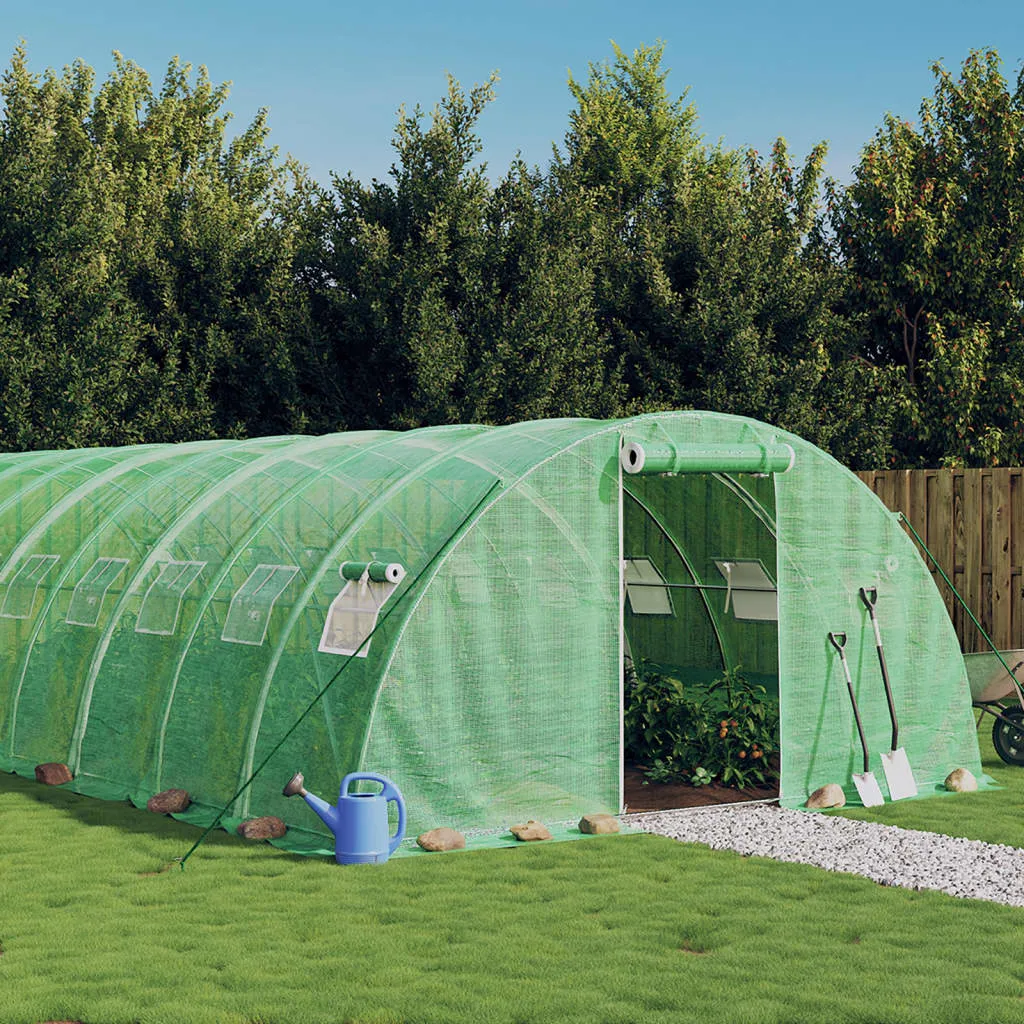 vidaXL Serra con Telaio in Acciaio Verde 48 m² 12x4x2 m