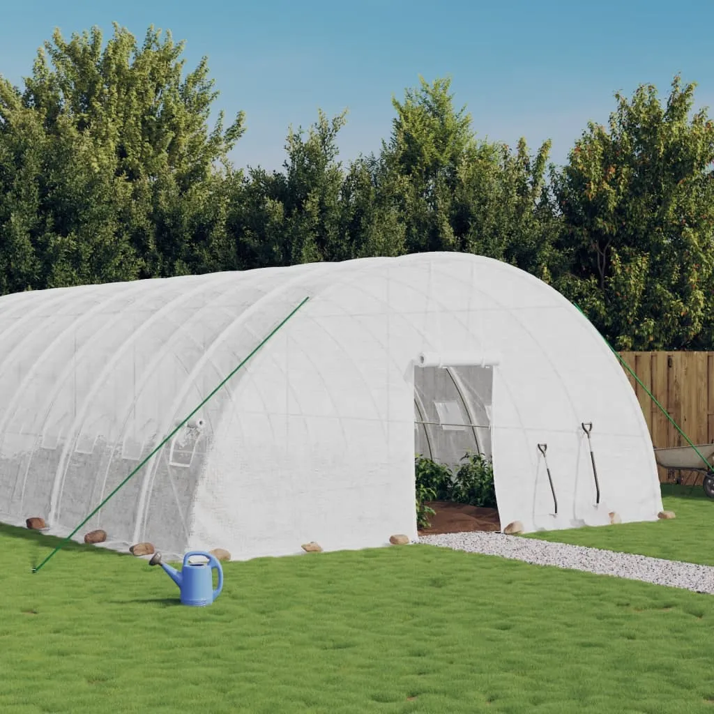 vidaXL Serra con Telaio in Acciaio Bianco 48 m² 8x6x2,85 m