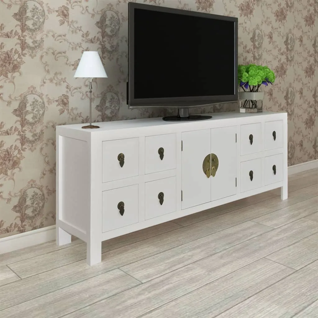 vidaXL Mobile Porta TV Bianco 110x24x48 cm in Legno Multistrato