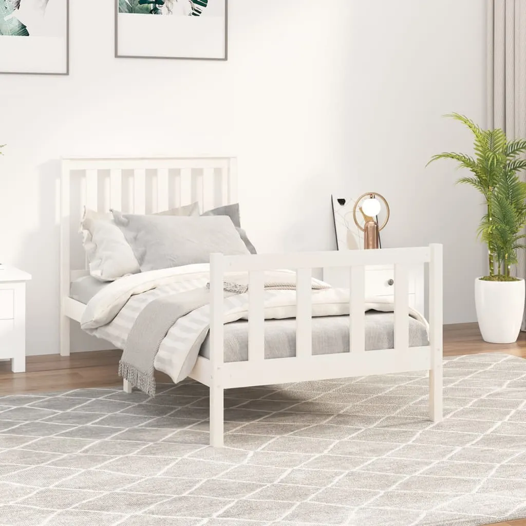 vidaXL Giroletto con Testiera Bianco 90x200 cm Legno Massello di Pino