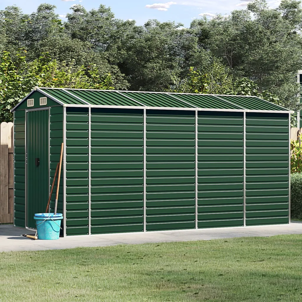 vidaXL Capanno da Giardino Verde 191x385x198 cm in Acciaio Zincato