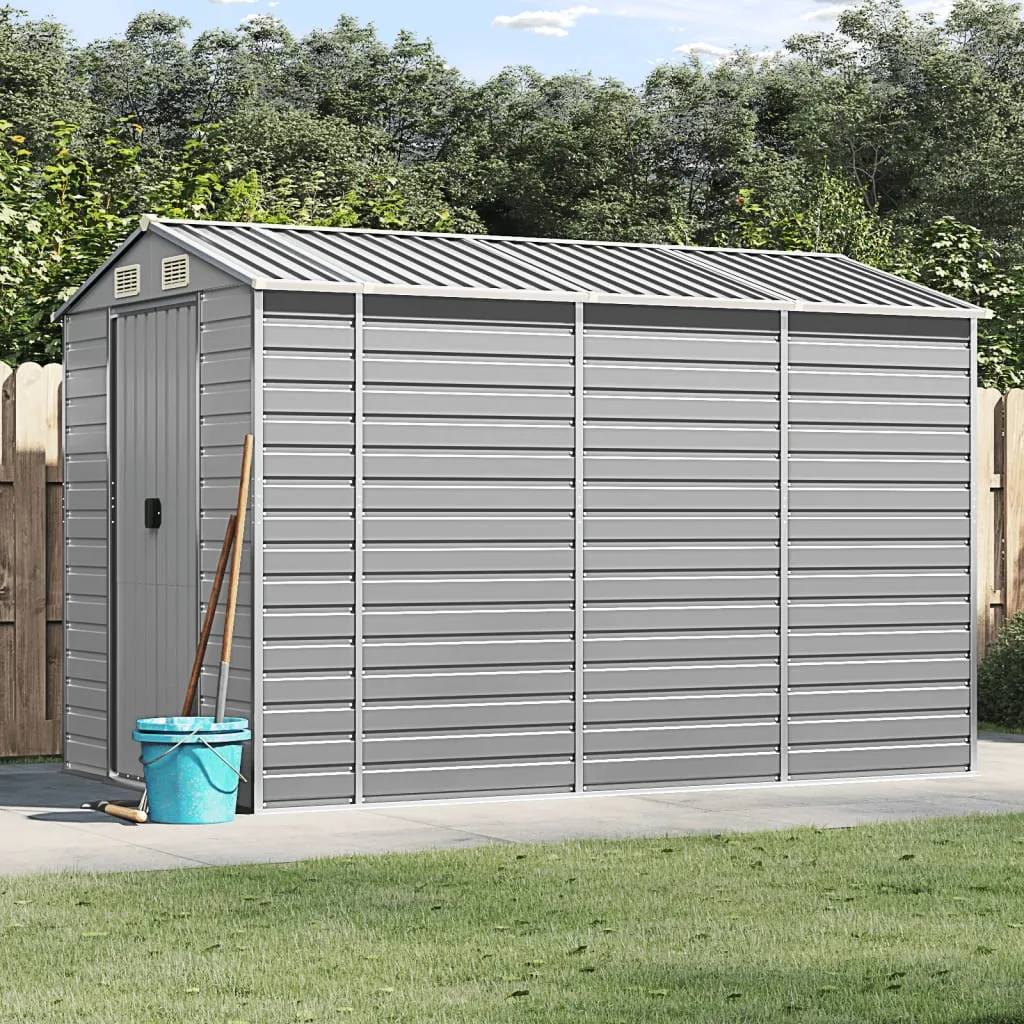 vidaXL Capanno da Giardino Grigio Chiaro 191x300x198cm Acciaio Zincato